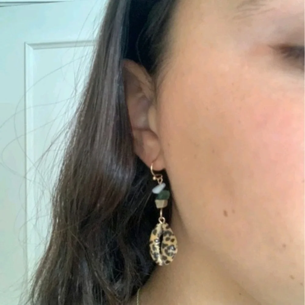 Boho Cowrie Shell Beaded Dangle Earrings Boho Beach Coastal tropical vacation